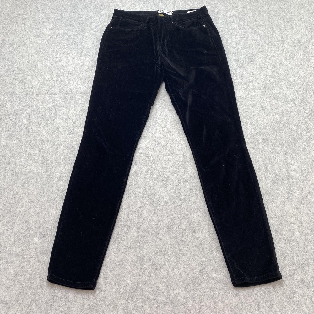 Frame Le High Womens 26 Skinny Jeans Black Velvet High Rise Stretch LYHSR002